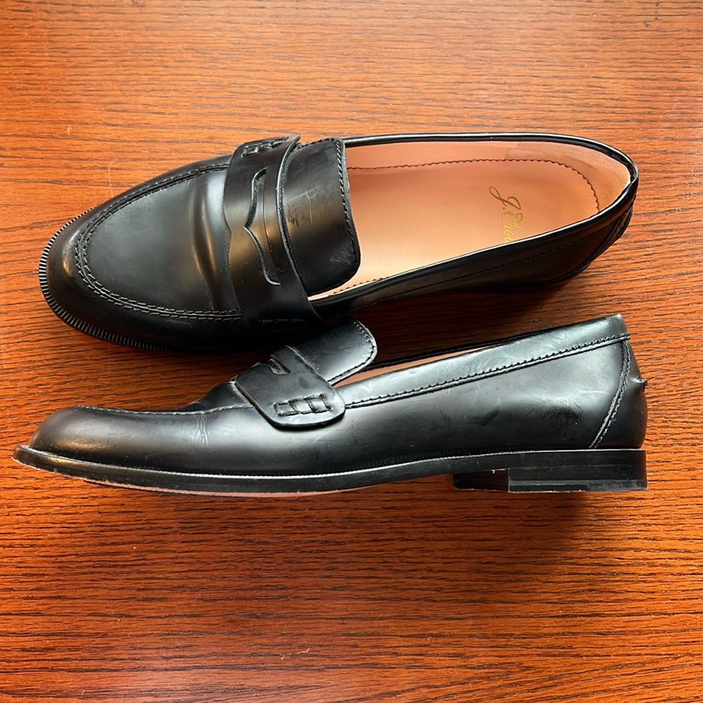 Black Leather J. Crew Loafers 7.5